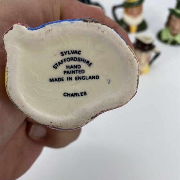 Sylvac Staffordshire Set Of 8 Ceramic Toby Pitchers 2"-3" Hand Painted England - Picture 3 of 16